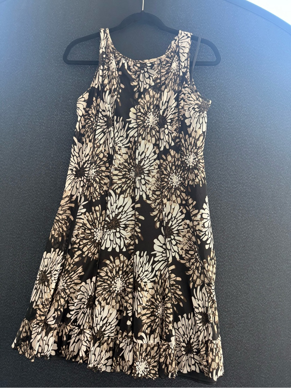 Studio Sleeveless Midi Dress in Black, Cream and Brown Floral